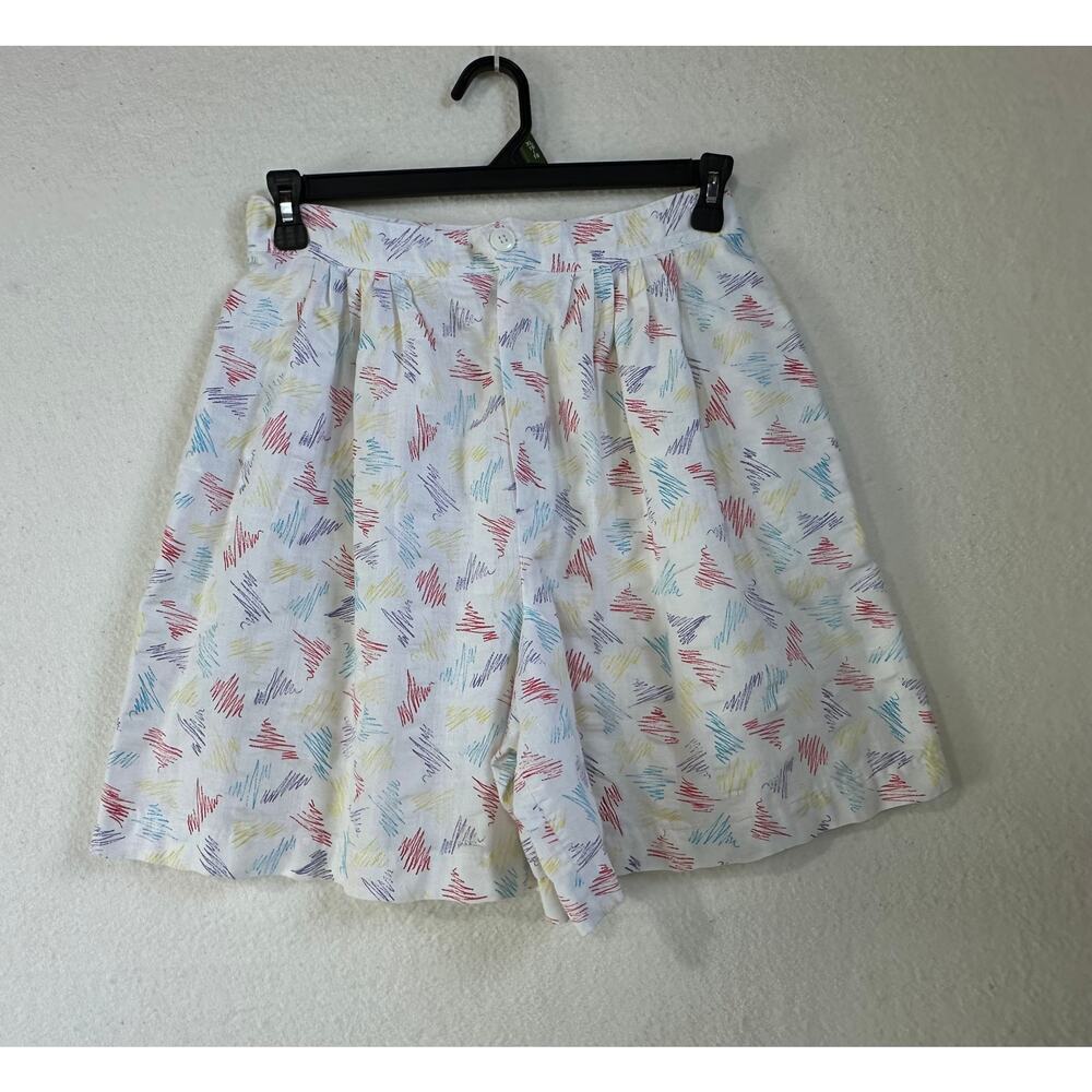 Vintage 80's Feelin' Jazzie 100% Linen Bermuda Short Wavy Hem Women's SZ 16